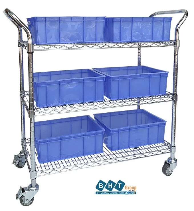 Xe đẩy hàng 3 tầng kệ lưới XBH-0239 3 Xbh-0239