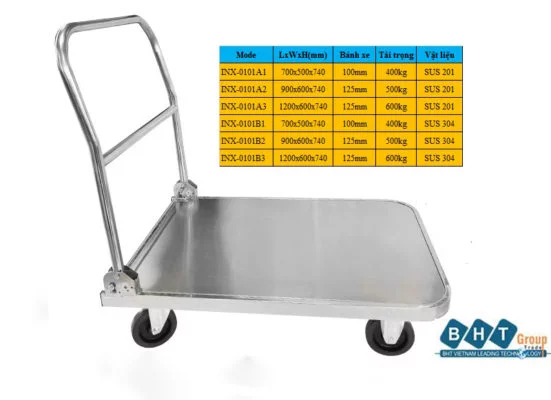 Xe đẩy hàng inox hay xe đẩy hàng nhôm tốt hơn? 2 Xe ĐẨy HÀng Inox Tay GẤp GỌn Inx-0101