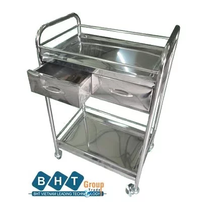 Xe đẩy hàng inox 2 tầng XBH-0308A3 3 Xe đẩy 2 Tầng Có Ngăn Kéo Inox 201, Xbh-0308